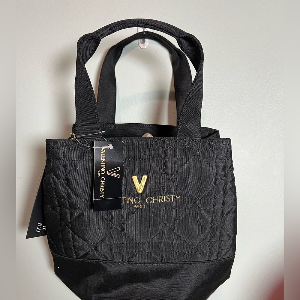 Valentino Christy Paris Bag Purse. Black with Gold accents. NWT.
